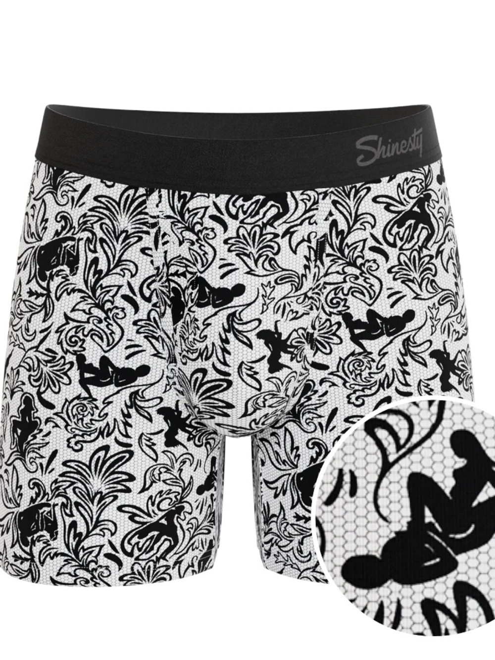 1338 NWT Shinesty Racy & Lacy Ball Hammock Boxer Brief w/Fly – L – Black White